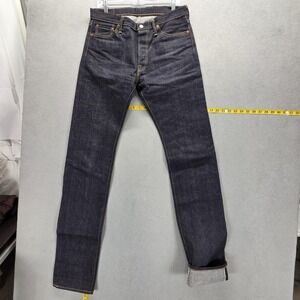 New Flat Head Jeans Mens 33x36 Blue 3002 Selvedge Slim 14.5 OZ Denim Button Raw